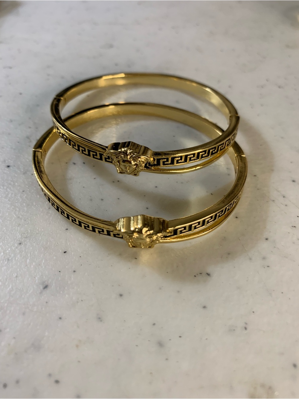 Gold Plated Medusa Head Bangle Bracelet - Women Jewelry Set - 2